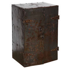 Early 20th Century Industrial Riveted Steel Two Door Locking Safe Cabinet 1