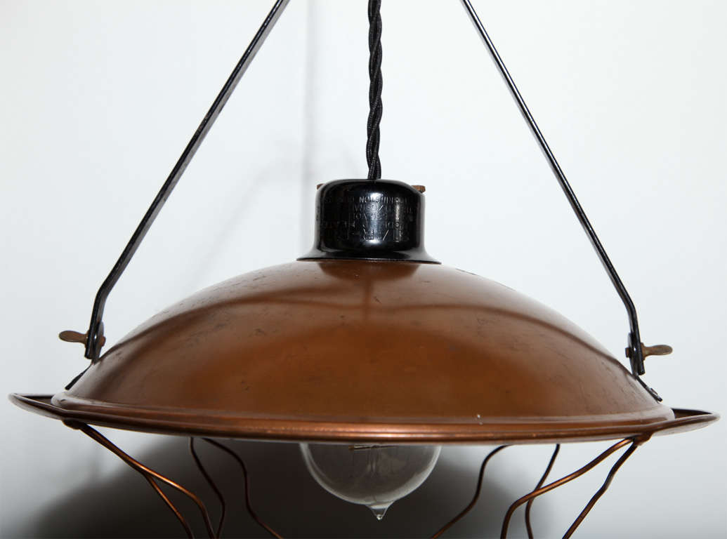 Early 20th Century Industrial Copper Pendant  In Good Condition In Bainbridge, NY