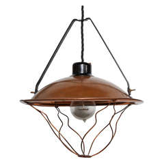 1920s Industrial Copper Hanging Pendant 4