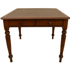 English Mahogany Leather Top Games Table Or Desk