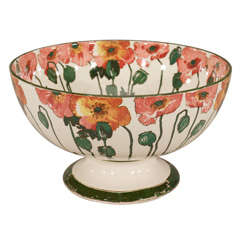 Royal Doulton Arts & Crafts "Poppy" Footed Pink & Green Punchbowl