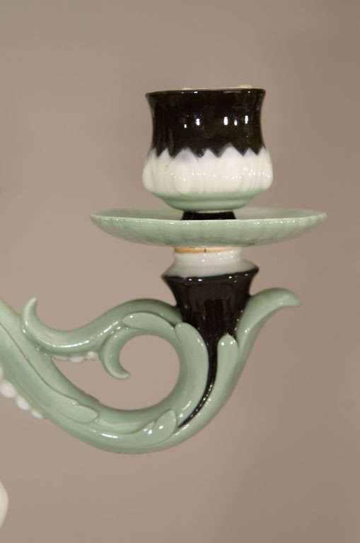 Pair of Minton 19th c. Monumental 5 Light Porcelain Candelabra For Sale 2