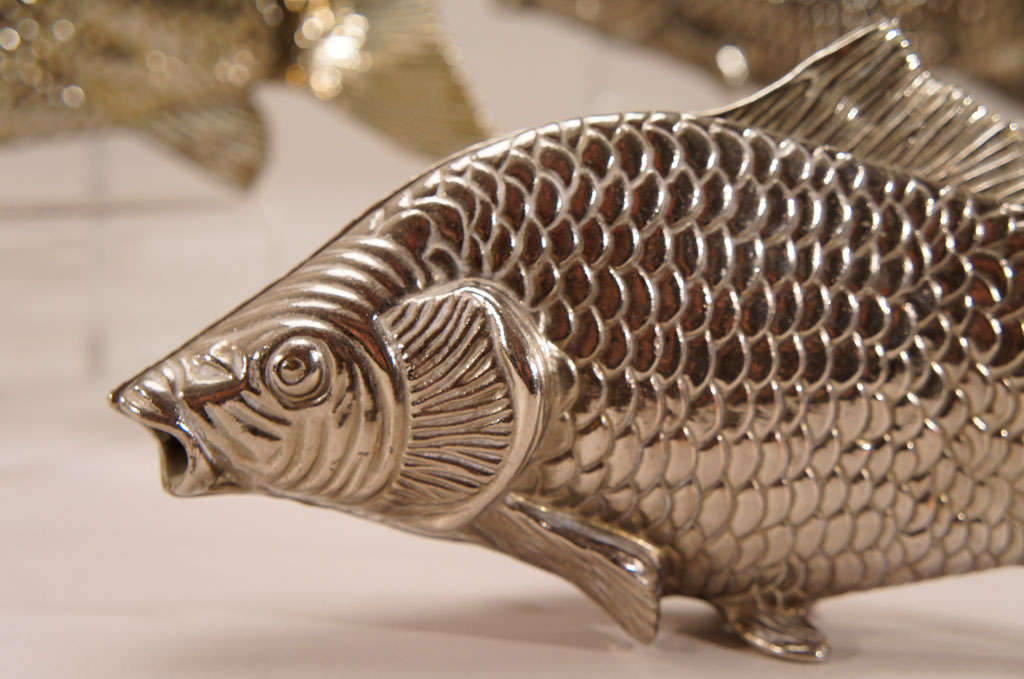 6 Italian Figural Silver Plate Fish Menu Holders/Table Markers at