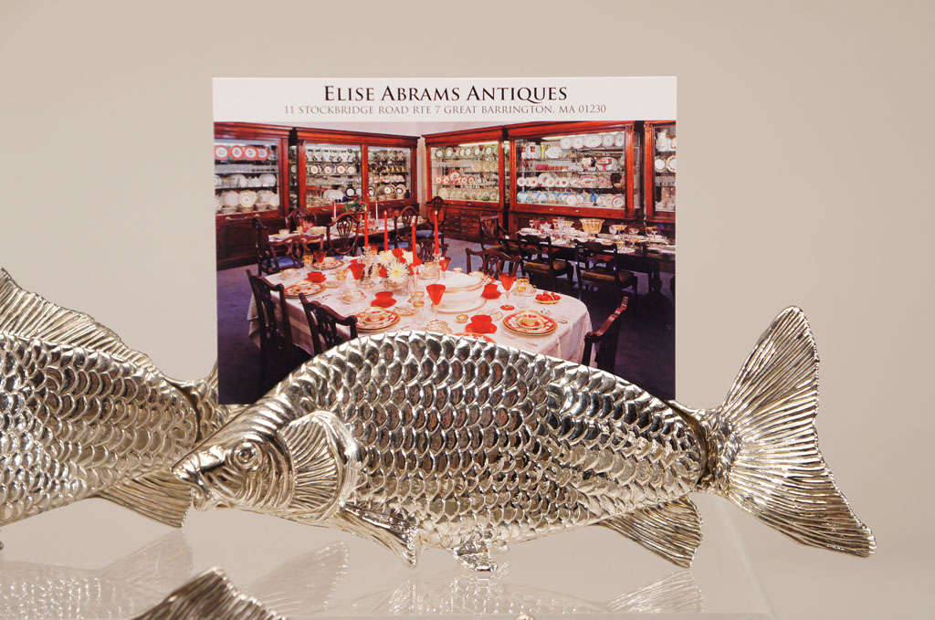 6 Italian Figural Silver Plate Fish Menu Holders/Table Markers at