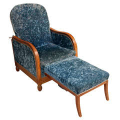 An Art Deco Mahogany framed Upholstered reclining Chair