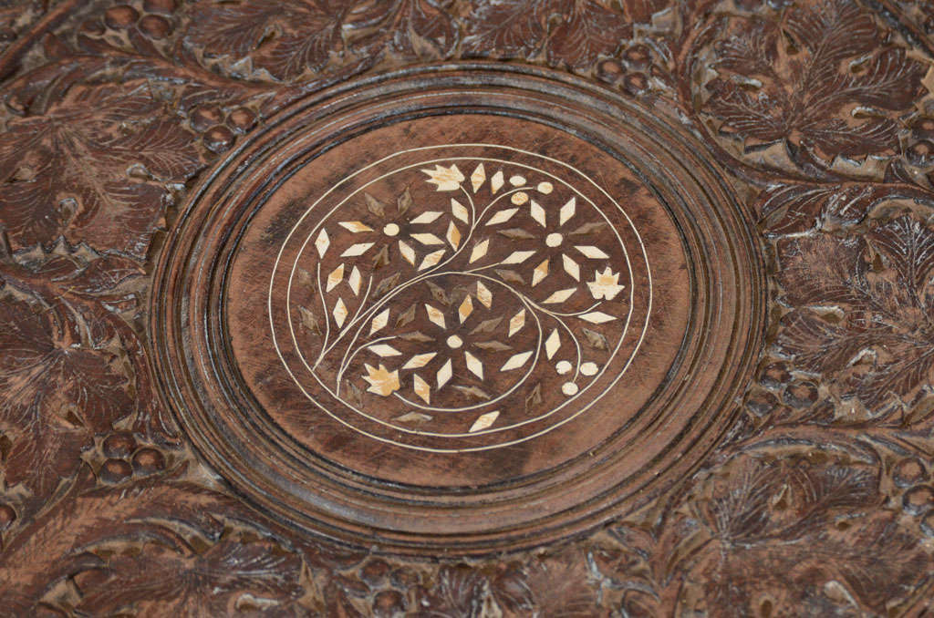 Indian 19th Century Inlaid Rosewood Occasional Table 1