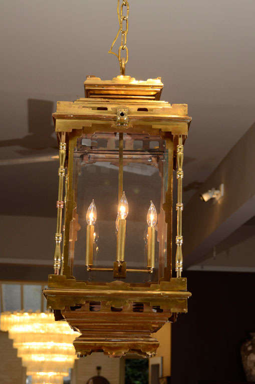A Pair of Antique Regency Brass Hall Lanterns For Sale 1
