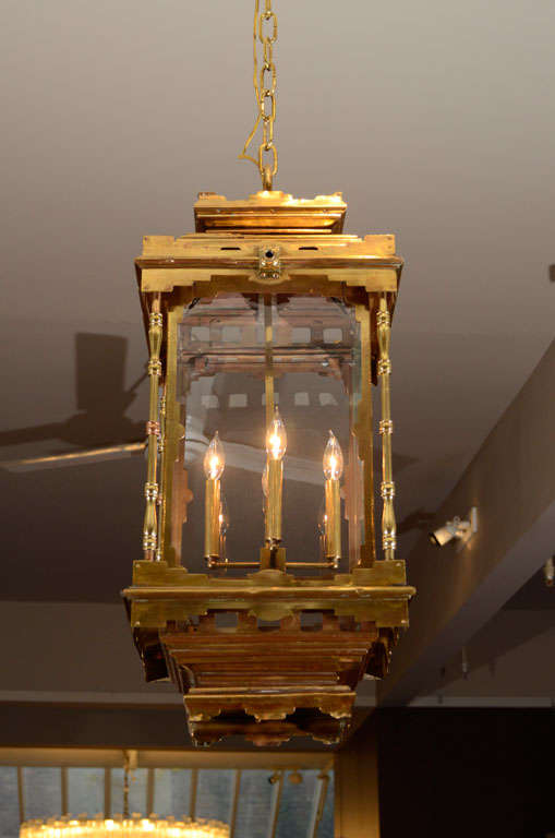 19th Century A Pair of Antique Regency Brass Hall Lanterns For Sale