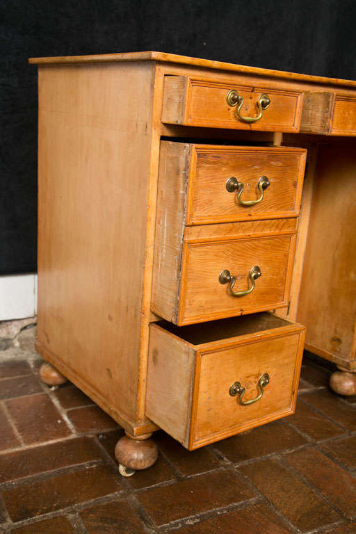 19th Century Pine Kneehole Desk For Sale