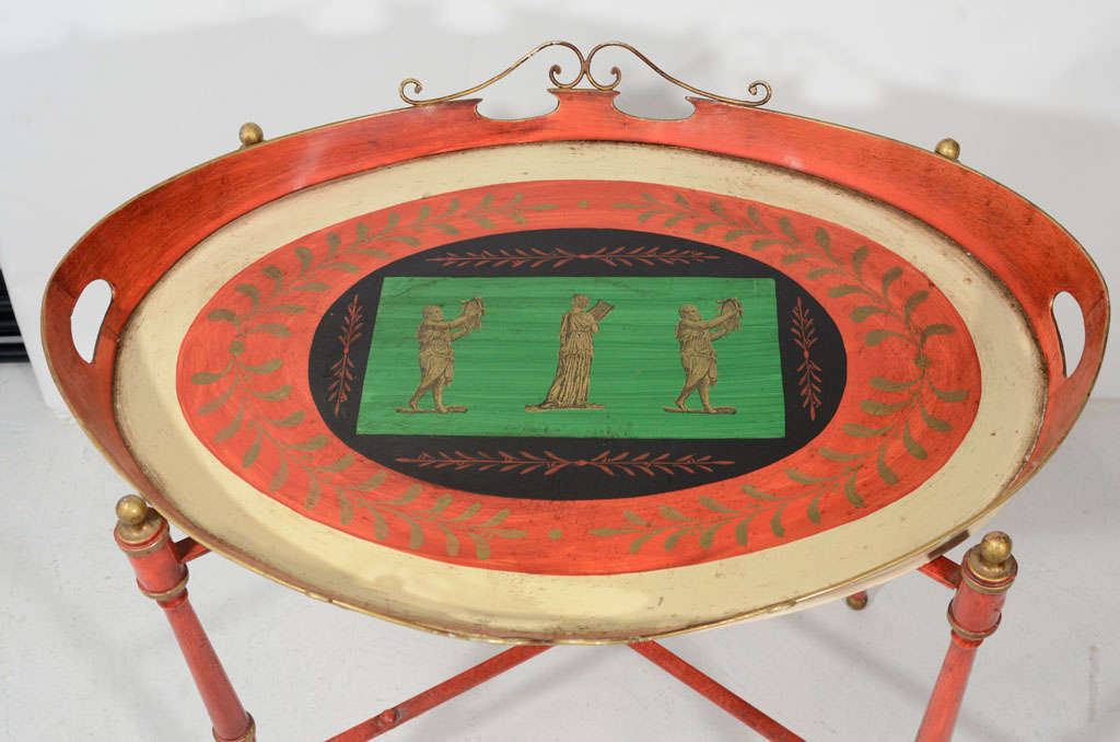 Italian Tole Tray Table, style of Fornasetti 1