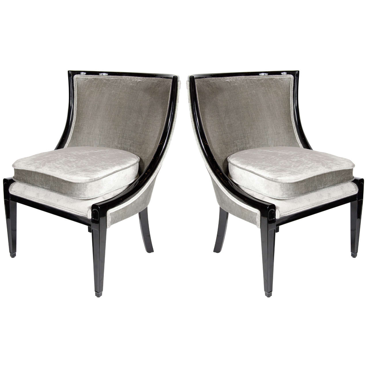 Luxe Pair of Klismos Chairs With Curved back Design