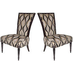 Ultra Chic Pair of Mid-Century Modernist High Back Chairs