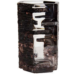 Vintage Exquisite Mid-Century Smoked  Hand Blown Glass Vase signed by Daum