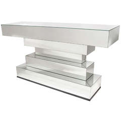 Mid-Century Modern Stepped Mirrored Console