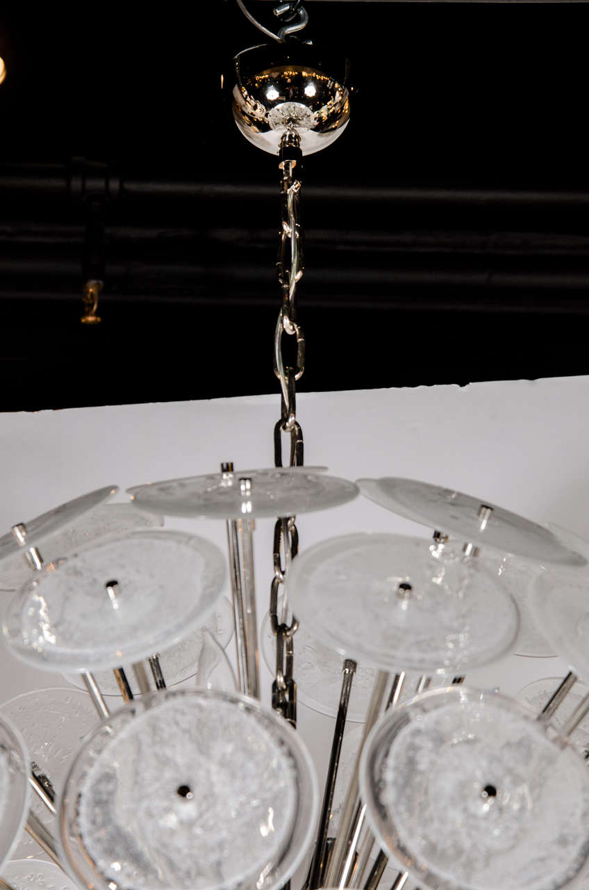 Modernist Translucent Disc Sputnik with Polished Chrome Fittings In Excellent Condition For Sale In New York, NY