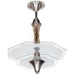 Brilliant Art Deco Machine Age Two-Tier Chandelier