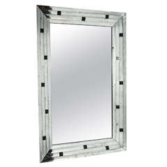 Stunning 1940s Beveled Antiqued Mirror with Vitrolite Insets