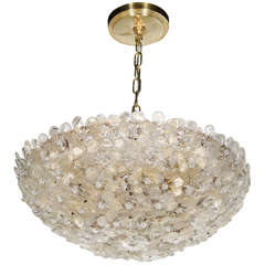 Glamorous Mid-Century Dome Form Murano Glass Flower Chandelier by Venini
