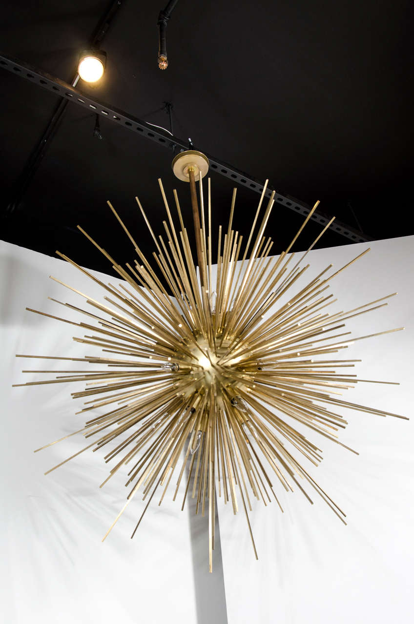 Spectacular Mid-Century Modernist Gilt Bronze Sputnik Chandelier 1