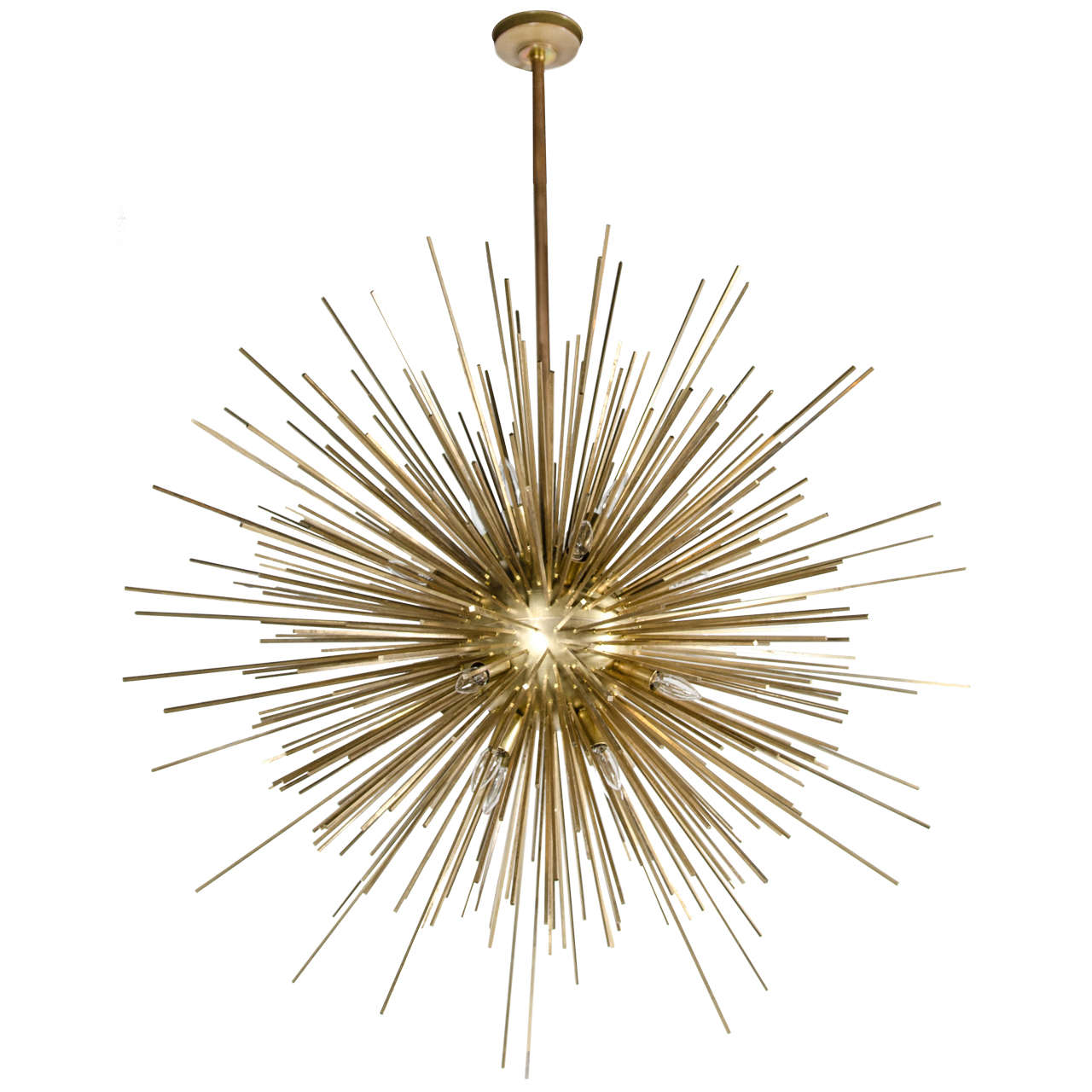 Spectacular Mid-Century Modernist Gilt Bronze Sputnik Chandelier