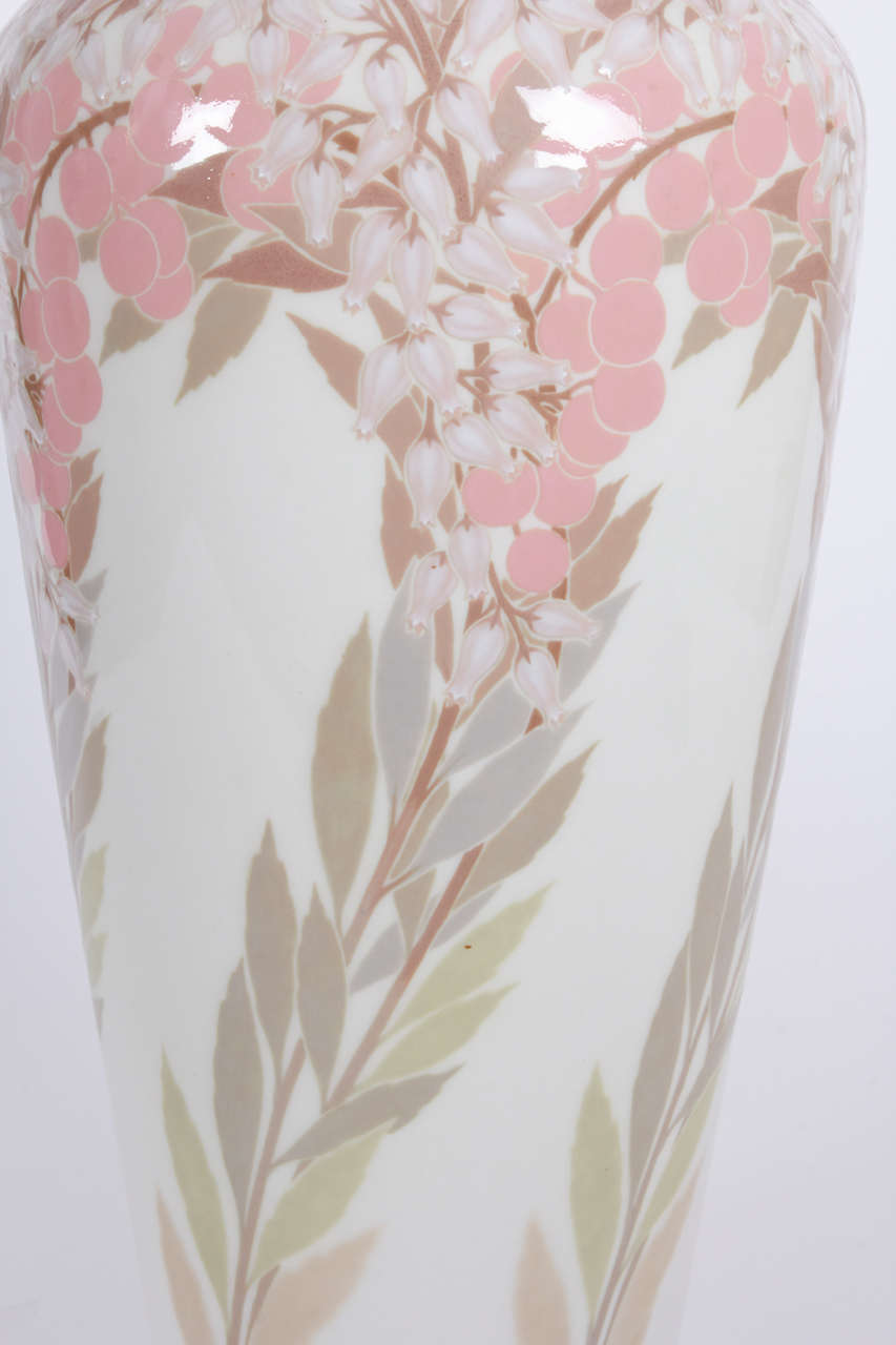 Porcelain Sèvres / Genevieve Rault Rare French Art Nouveau grand vase 1907 For Sale