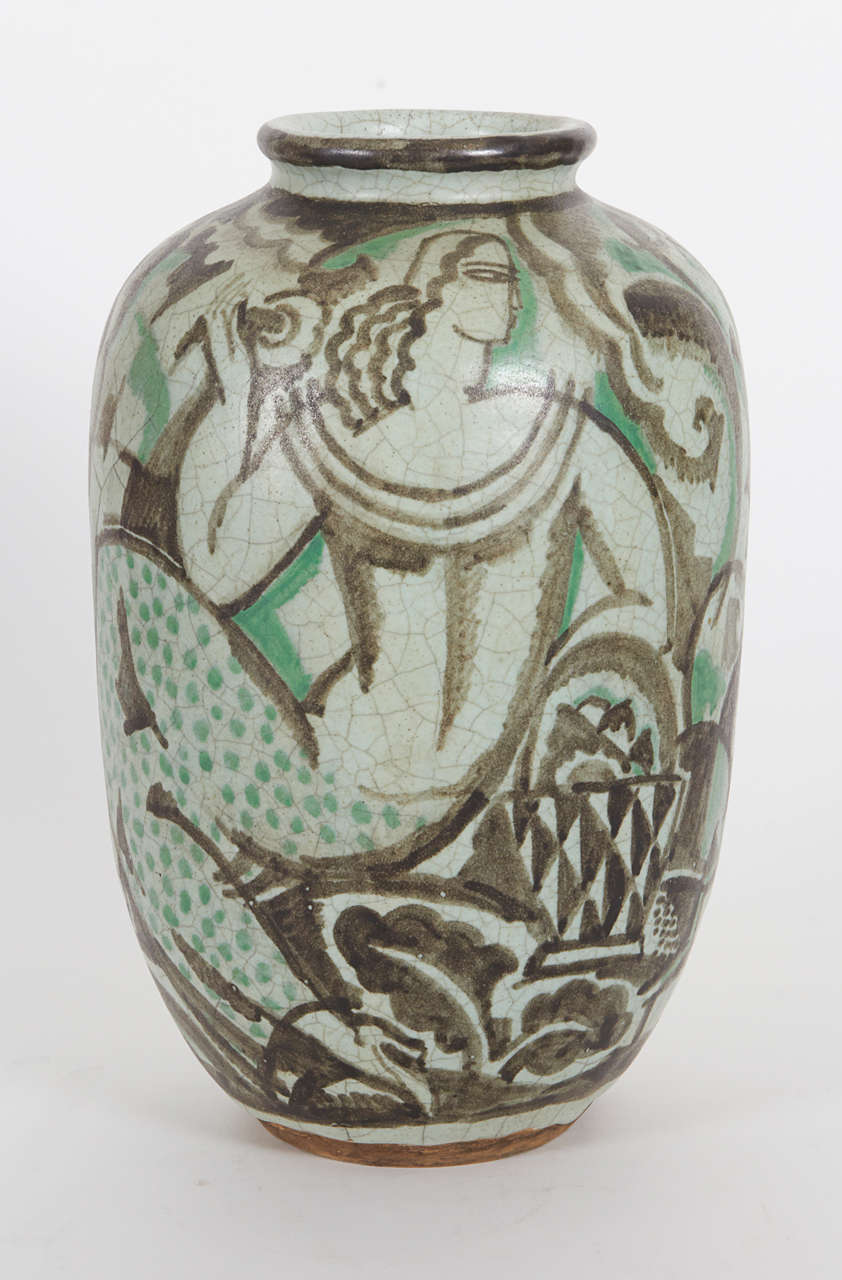 French René Buthaud  Important Cubist vase c. 1923 For Sale