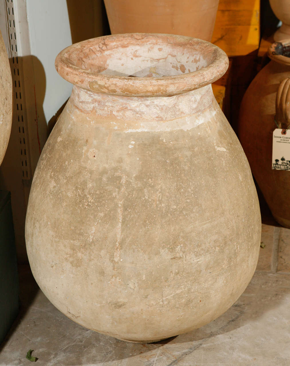 Antique terra cotta French oil Jar-Jarre de Provence.