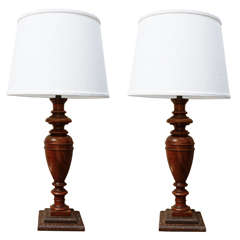 A Pair of French Walnut Lamps, Circa 1860 A Pair of French Walnut Lamps, Circa 1860