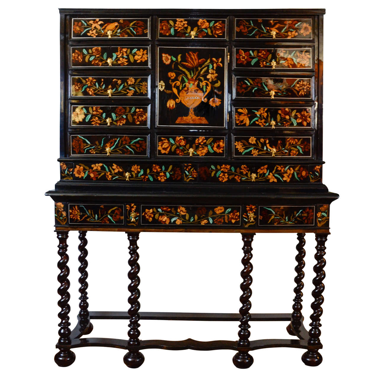 Louis XIV Marquetry Cabinet on Stand, 17th Century For Sale