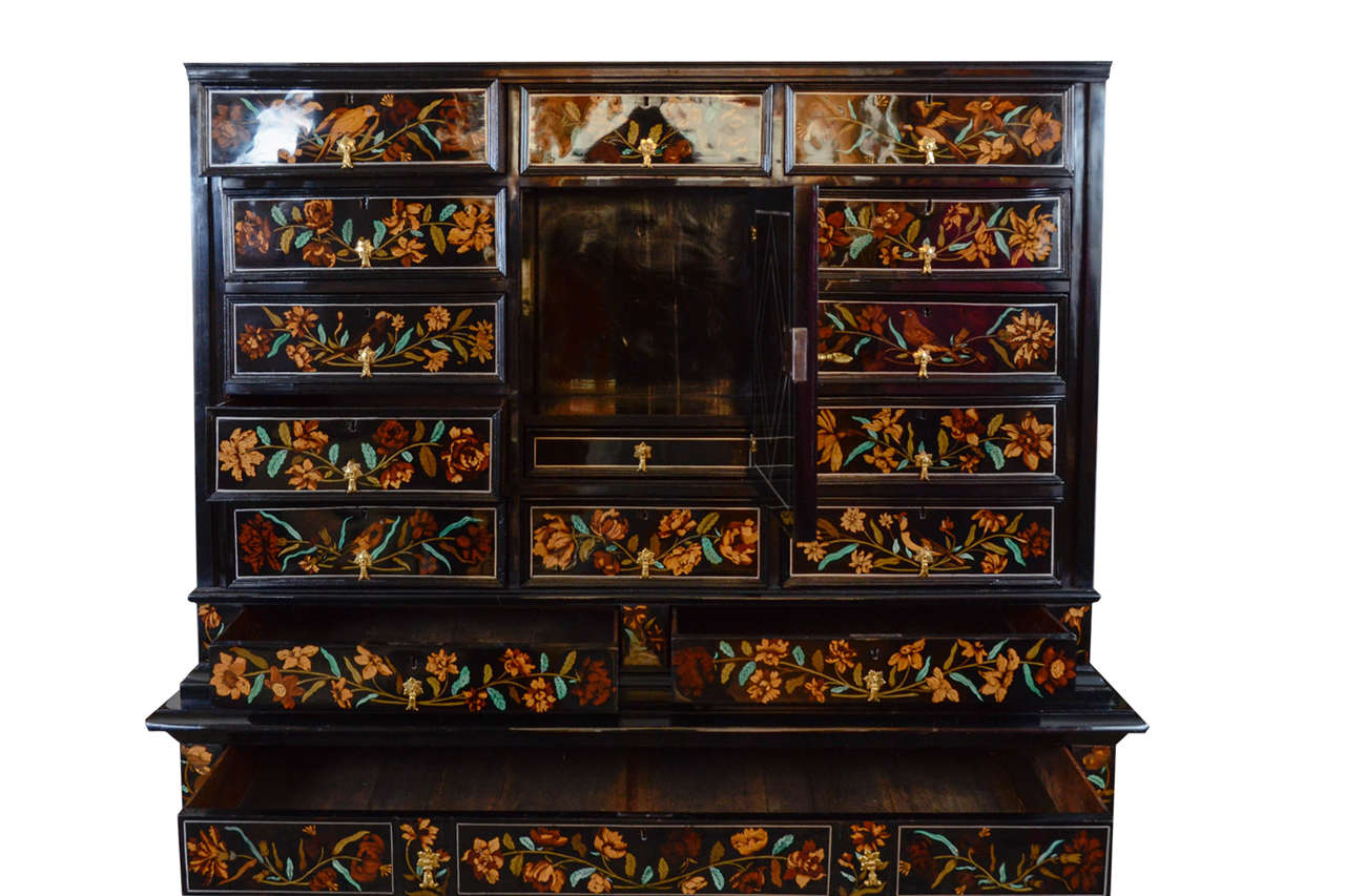 French Louis XIV Marquetry Cabinet on Stand, 17th Century For Sale