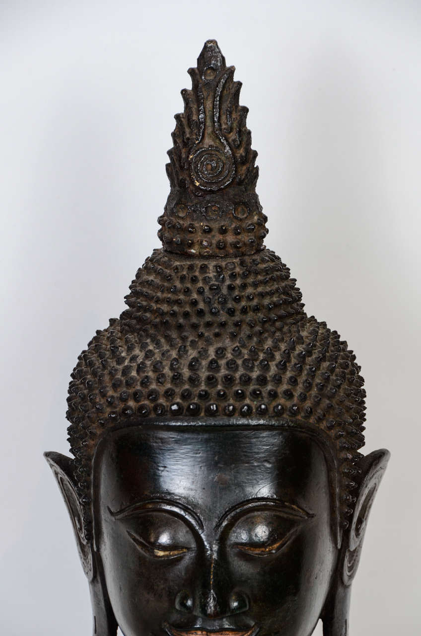 A 17th century head of Buddha In Good Condition In Nice, Cote d' Azur