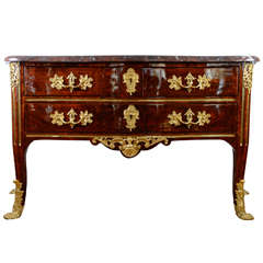 A Regence Ormoulu-Mounted and Brass Inlaid Kingwood Commode