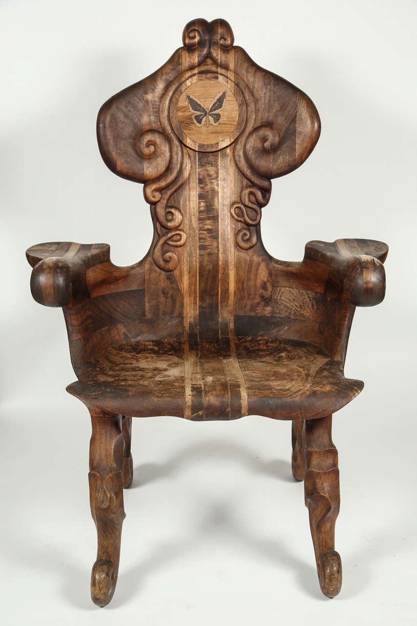 John Bauer Armchair With Marquetry Butterfly 4