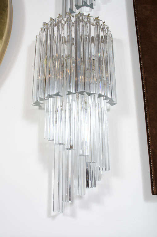 Italian Crystal Glass Demilune Sconces by Camer Glass For Sale 2