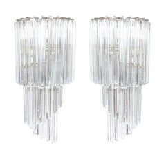 Italian Crystal Glass Demilune Sconces by Camer Glass