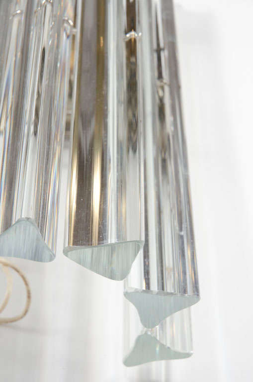 Pair of Petite Modernist Crystal Sconces by Camer In Excellent Condition In New York, NY