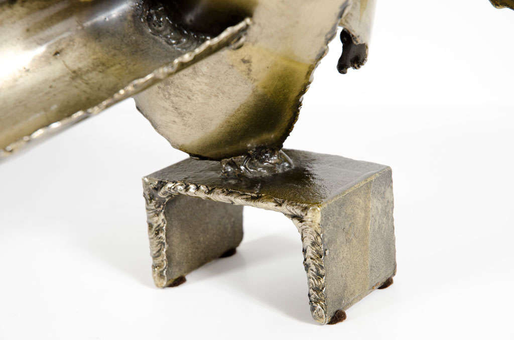 Italian Brutalist Torch Cut Steel Sculpture by Marcello Fantoni For Sale 4