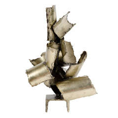 Brutalist Torch Cut Steel Sculpture by Marcello Fantoni