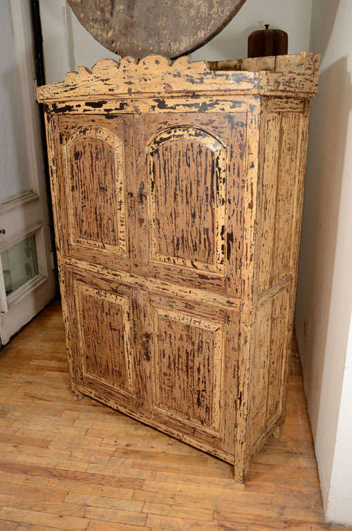 Yellow Painted Colonial Armoire