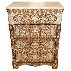 Mother of Pearl Inlaid Chest of Drawers w/ Marble Top