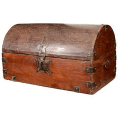 Antique Domed Teak Cash Box