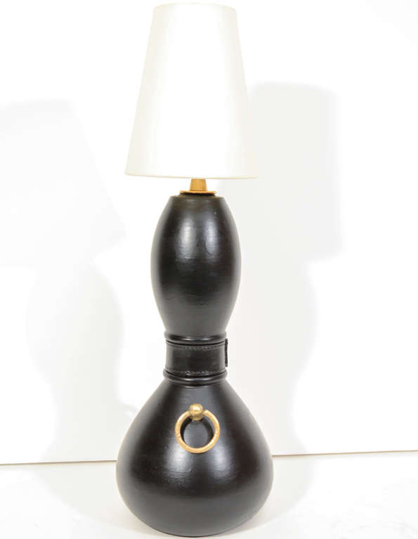 black pottery lamp