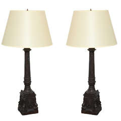 Antique Cast Iron Table Lamps with Classical Details