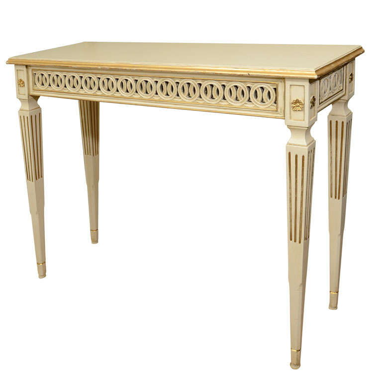 Jansen Style White and Gilt Console Table