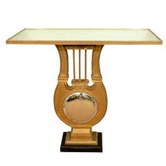 Lyrical Gold Leaf Console Table with Bullseye Mirror Lyrical Gold Leaf Console Table with Bullseye Mirror