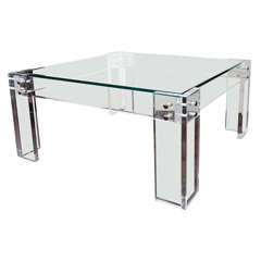 Bold 1970s Mid-Century Modernist Lucite and Glass Cocktail Table 10