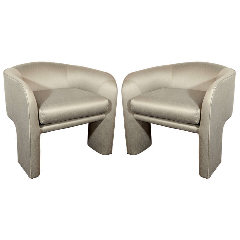 Pair of Ultra Modern Streamline Tuxedo Chairs