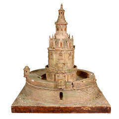 Antique Model of France's Oldest Lighthouse Le Phare de Cordouan
