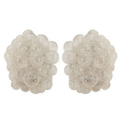 Pair of Clear Handblown Glass Bubble Sconces