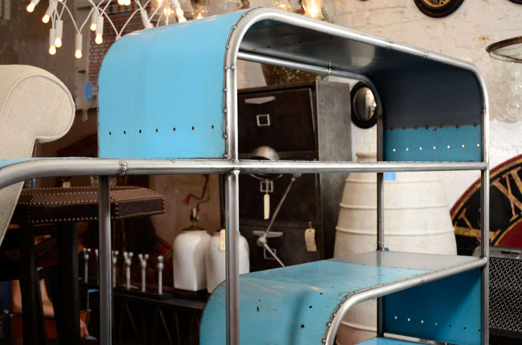 American Tubular Blue Steel Shelving Unit For Sale 3